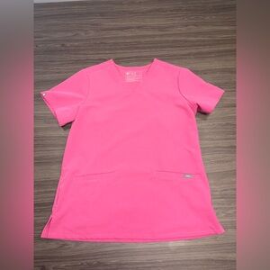 Figs Women's Short Sleeve Top in Vivid Pink